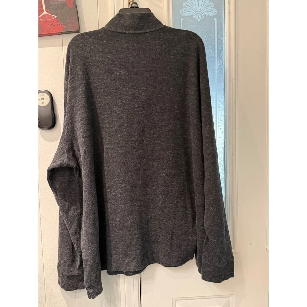 Polo Ralph Lauren Mens XXL Estate Rib Quarter Zip Pullover Charcoal Grey Heather